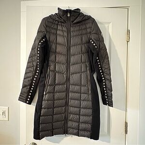 Women's Black Quilted Down Coat with Hood